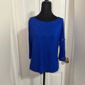 Women’s size small Cable & Gauge Royal Blue Long Sleeve Top, shirt‎